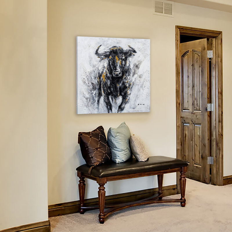 Fearless Ox - peinture sur toile tendue, H 40 po x l 40 po x P 1,5 po