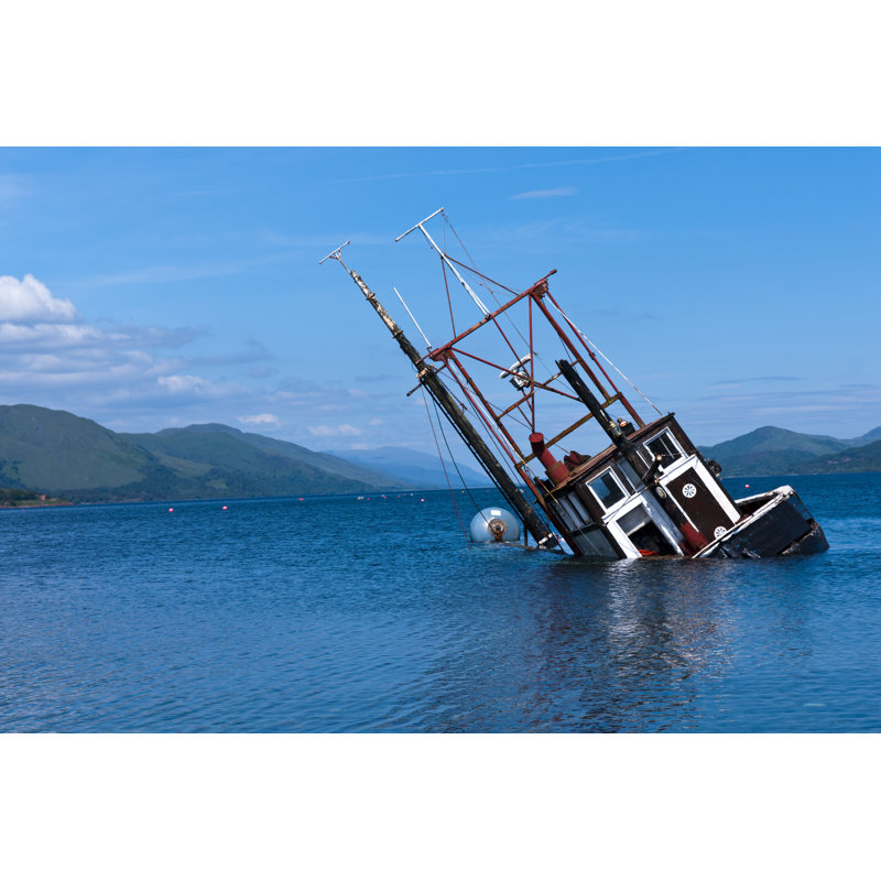 Fishing Boat In Lake by Shugsfishing - Wrapped Canvas Print, 61cm H x 91cm W x 3.8cm D