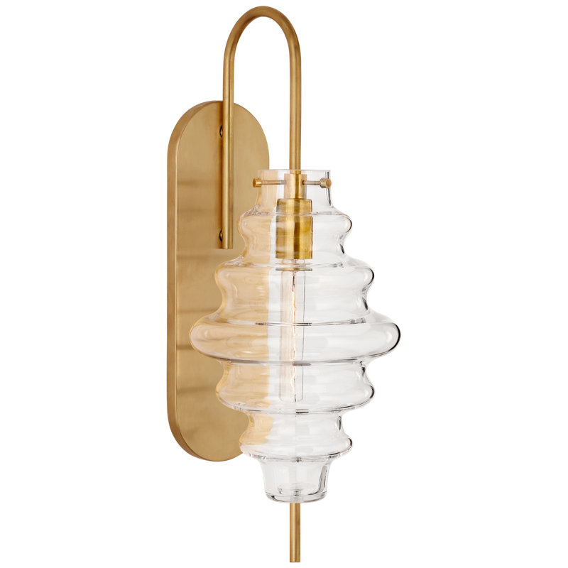 Kelly Wearstler Tableau Large Sconce, Antique-Burnished Brass, Clear Glass