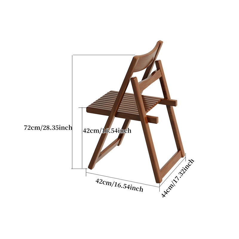 Walnut-Coloured Solid Wood Folding Dining Chairs, Set of 4