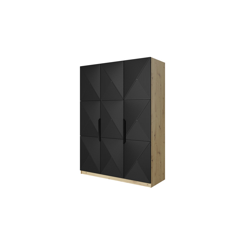 Mykila Wardrobe 150 3d, Artisan Oak/Black 