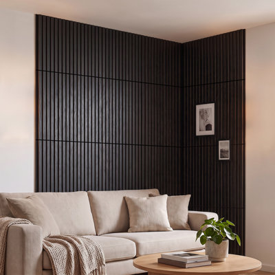 8-Pack Self-adhesive Acoustic Wood Slat Wall Panels for Interior Decor