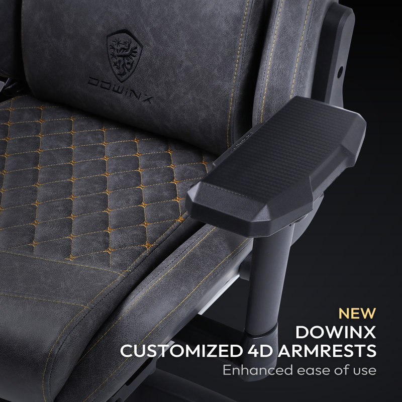 Gray PU Leather Ergonomic Gaming Chair with 4D Armrests and Footrest