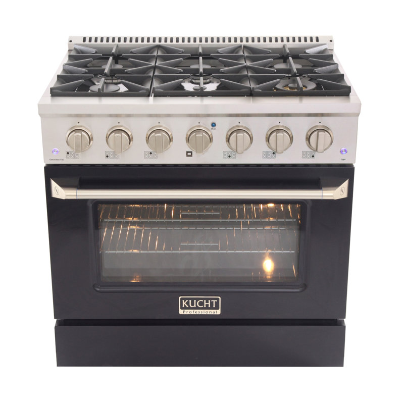 Kucht 36'' W Dual Fuel Free Standing Range, Liquid Propane, Black