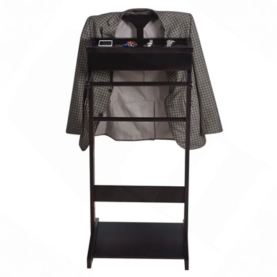 Portable Garment Rack,Clothes Valet Stand With Storage Organizer