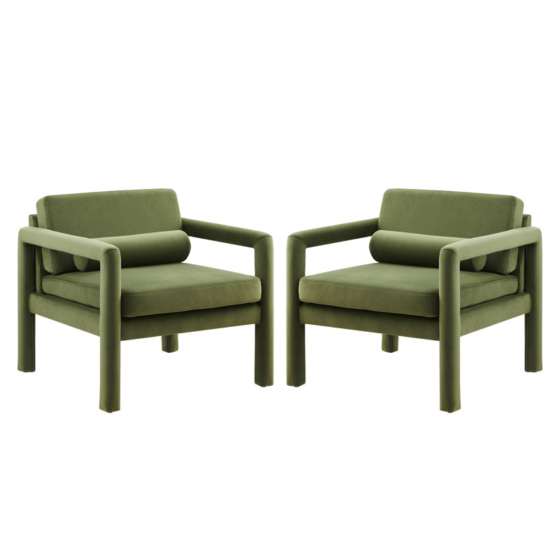 Solaris Velvet Upholstered Accent Armchair, Green Velvet
