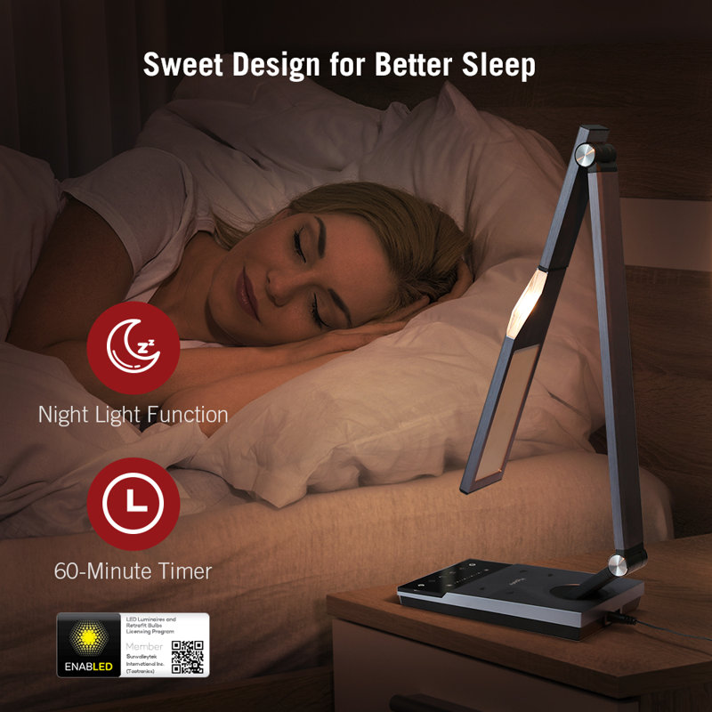 Lampe de bureau noire Helfer 4 po USB