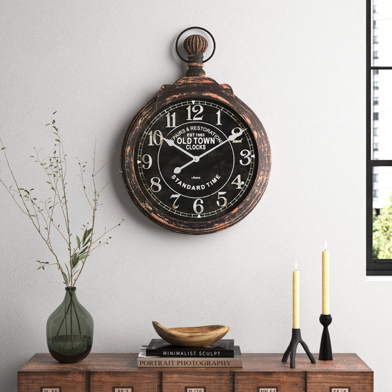 Maness Manufactured Wood Wall Clock, Black