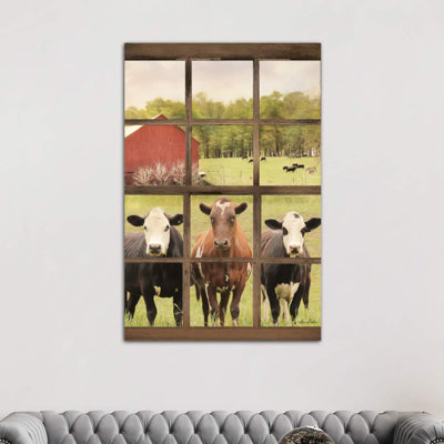 Three Moo View 1 Piece Wrapped Canvas Wall Art