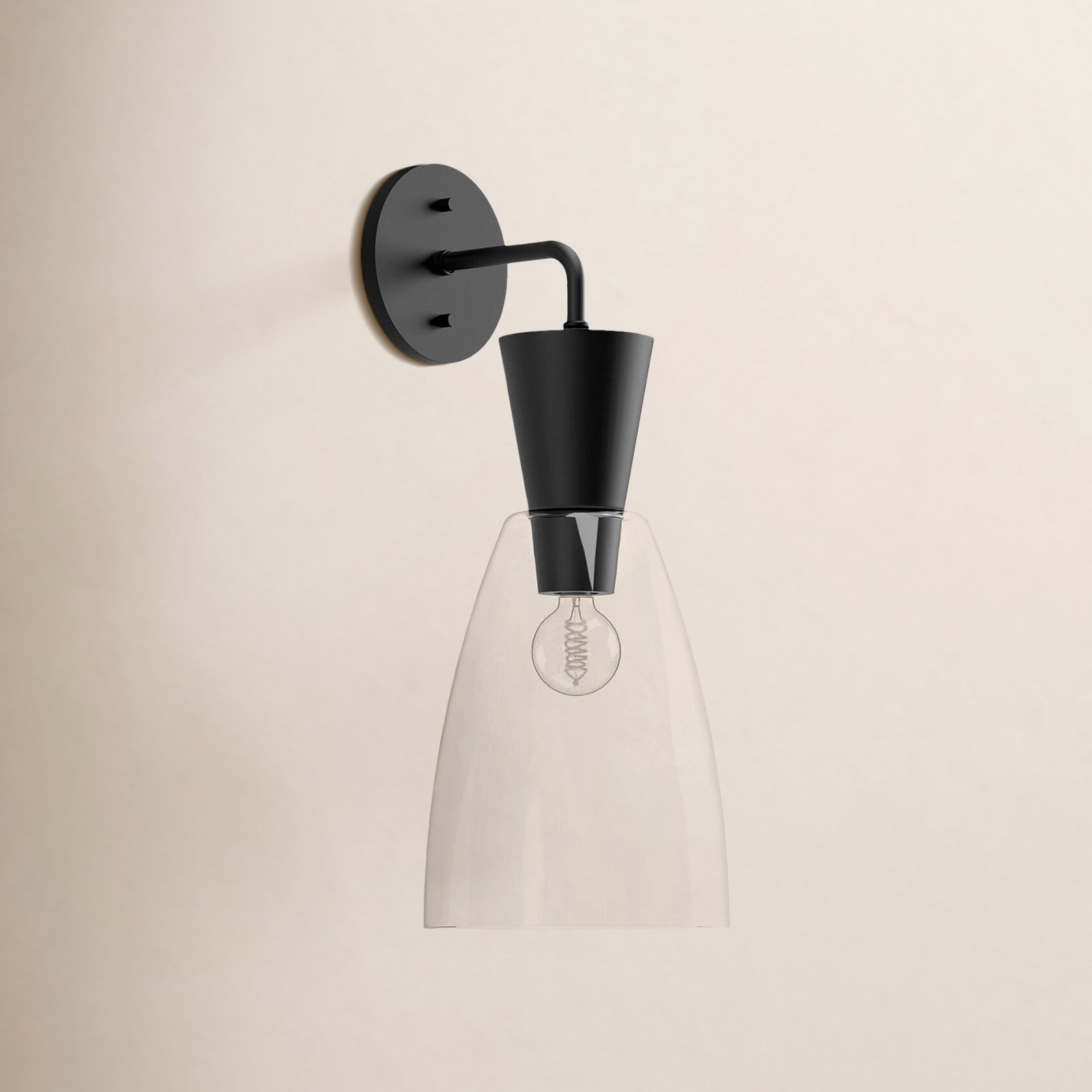 Results Single Transparent Dimmable Vanity Light, Matte Black