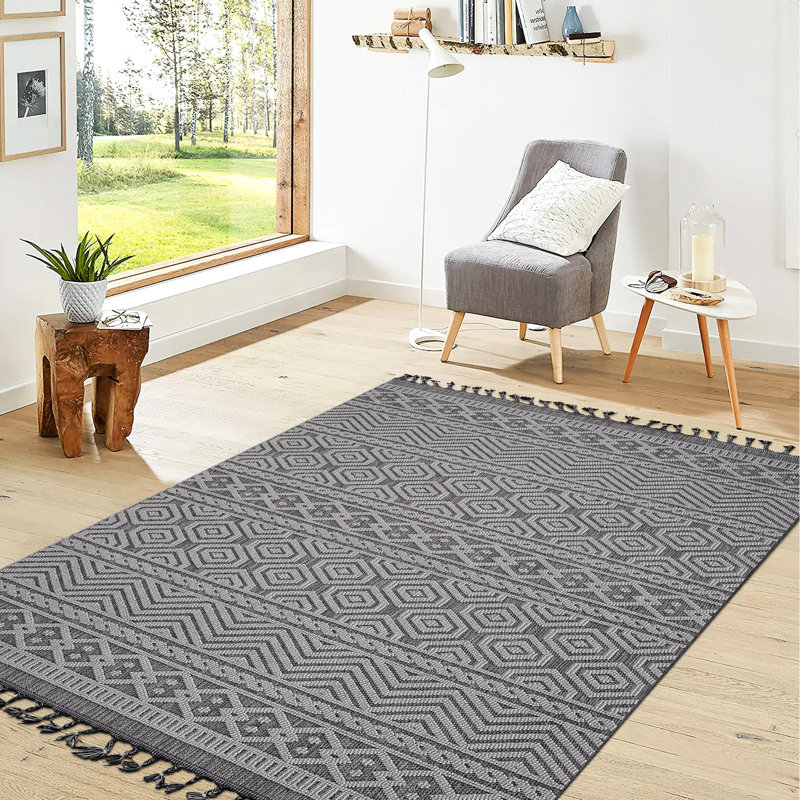 4X6 Grey And White Geometric Area Rug - Non-Shedding, Stain , Great For High-Traffic Areas In Home Indoor/Outdoor Grey/White Easy To Manage Maintain