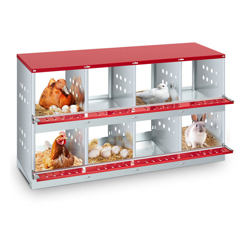Boîte de nidification à 8 compartiments pour poulets avec œufs Roll-Away, 18,9 po H x 50,39 po P 15,75 po, Bleu