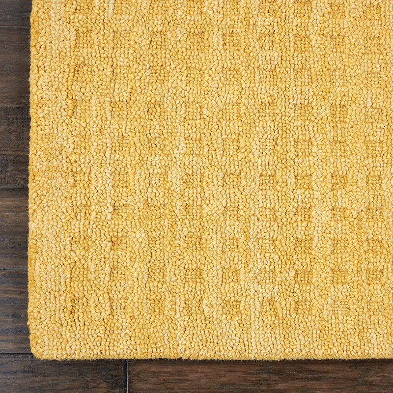 Tapis jaune en laine tissé à la main Begoa, Tapis de couloir 2 pi 3 po x 8 pi