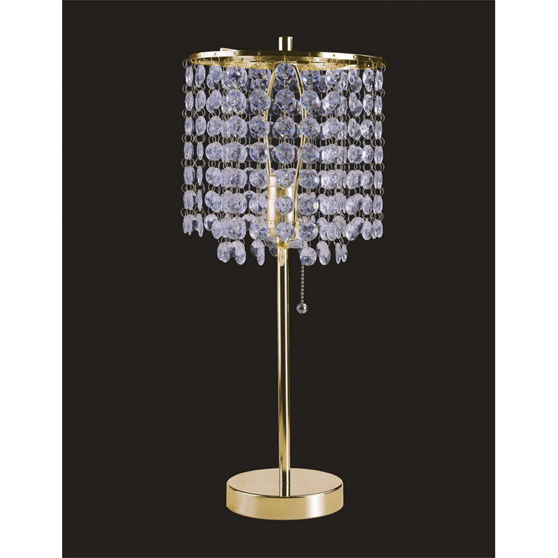 20,25 "Lampe de table haute en métal" Glam Deco "avec finition dorée et accents de cristal