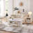 Roseellen 48''L Oval Coffee Table With Storage, Center Table With Open Shelf, Fluted Design-1020719071-1011538617