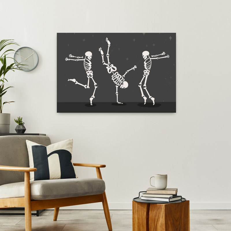 «Dancing Skeletons II», art contemporain abstrait, H 24 po x l 36 po