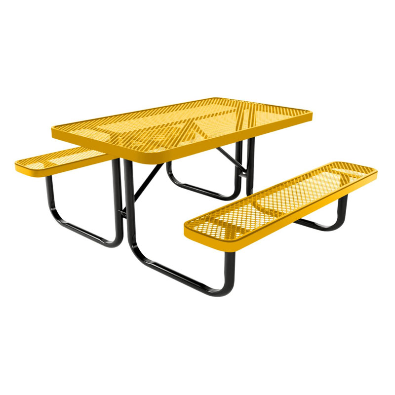 Table de pique-nique rectangulaire de 120 cm, extensible, jaune, pour enfants, 4ft Rect Kids, Expanded, Jaune