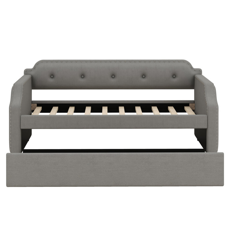Kyshana Upholstered Daybed with Trundle Bed, Gray