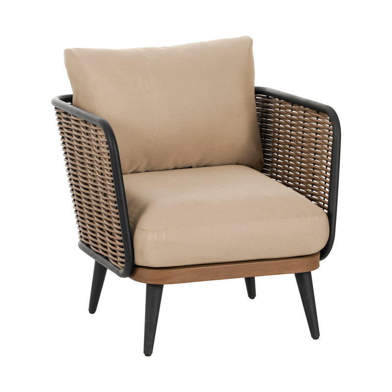 Chaise de patio en rotin PE avec structure et coussins en fer Citali
