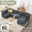 Canapé modulaire surdimensionné en velours côtelé de 130 po avec repose-pieds 32 po, gris, 32 po, 6 places, canapé-lit reconfigurable en U-2024640598