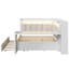 Lit de jour double avec lit gigogne, tablettes de rangement, bureau et lumière DEL, tête de lit tapissier - blanc + beige-1360315509