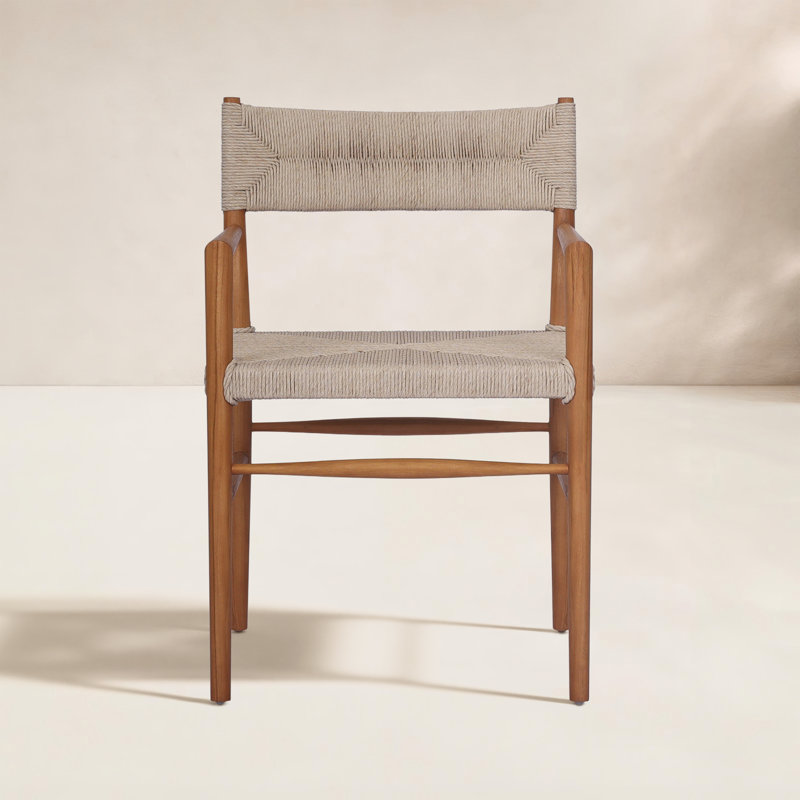 Lomas Outdoor Dining Armchair, Natural Teak/Light Brown