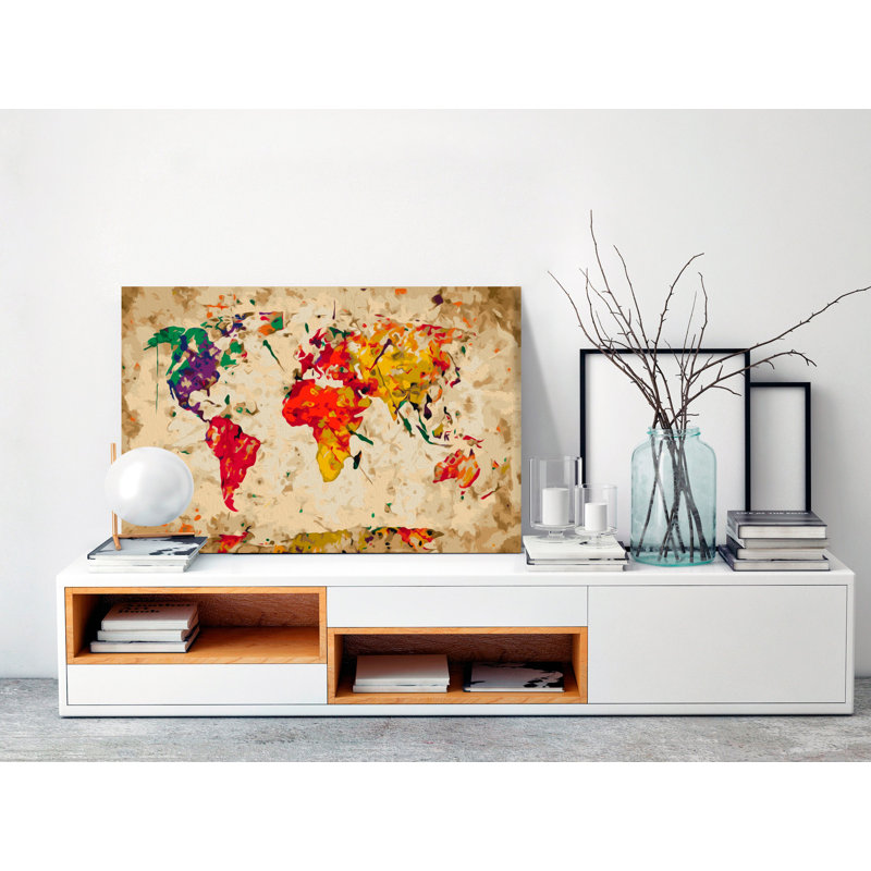 Paint By Numbers Kit - World Map Color Splashes