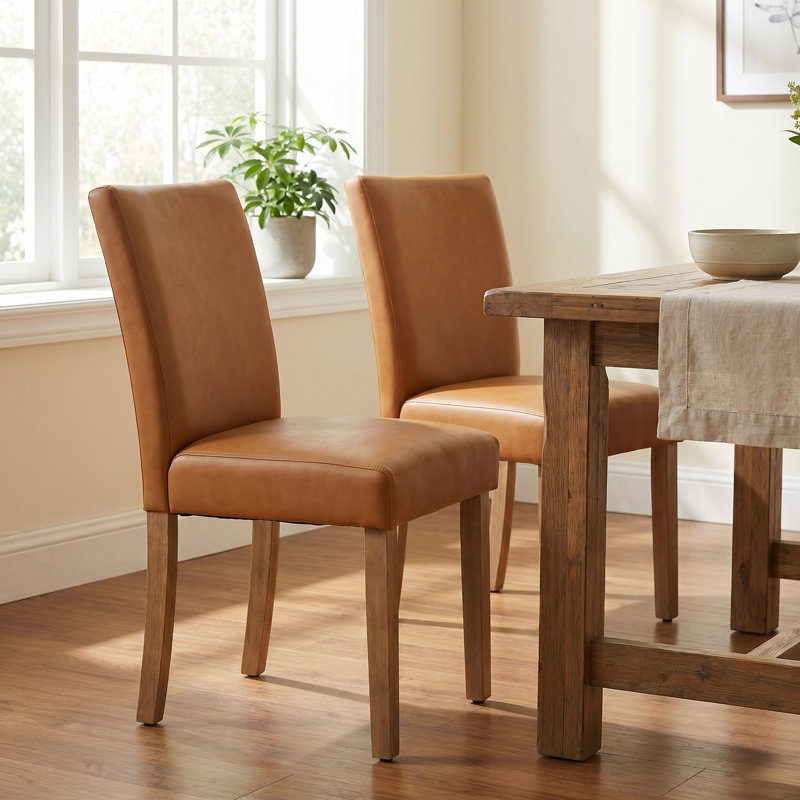Chaise de salle à manger rembourrée, chaise de cuisine Parsons moderne, chaise d'appoint à haut dossier avec pieds en bois massif