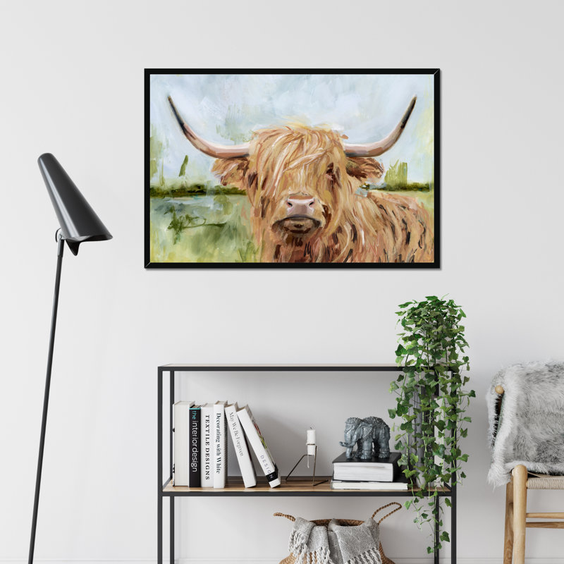 Highland Grazer I by Victoria Borges- Wrapped Canvas Painting Print, Black Framed Paper Print, 24cm H x 34cm W