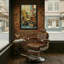 Plantes et fleurs, rétro, chaise, tourne-disque, scène de coin douillette-1626141258