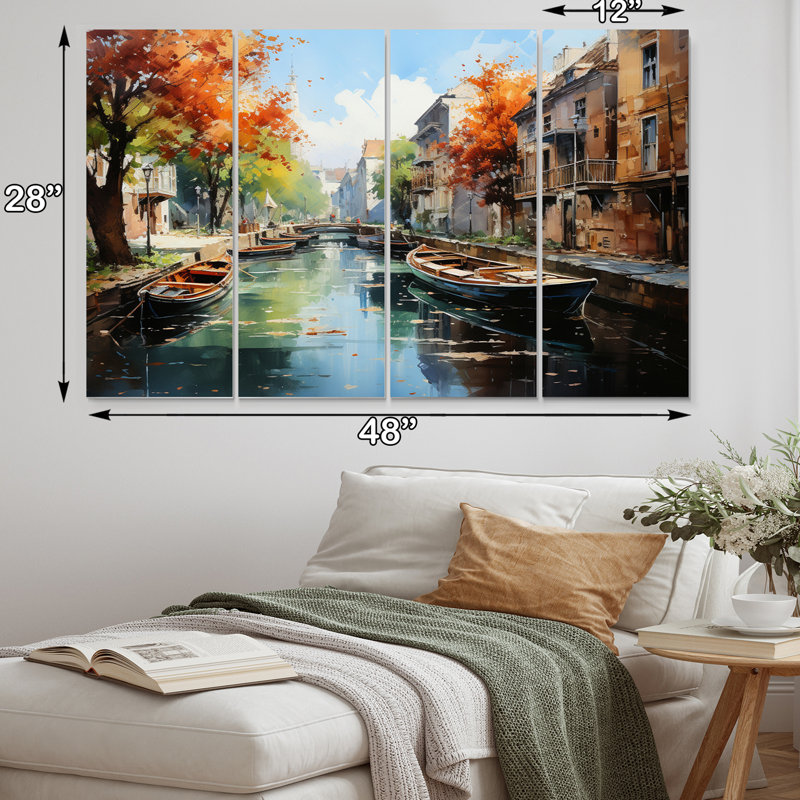 Green Canal Dramatic Canals High Buildings & Architecture Wall Decor