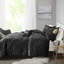 Édredon luxueux en velours noir pour très grand / très grand lit - très beau, rembourré, comprend 2 taies décoratives, 1 oreiller, ornement en losange lavable à la machine,-118740080-118740085