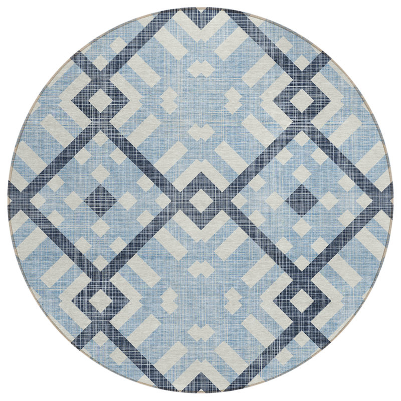 Tapis intérieur / extérieur en polyester tissé à la machine Kinslee, Rond 8 pi