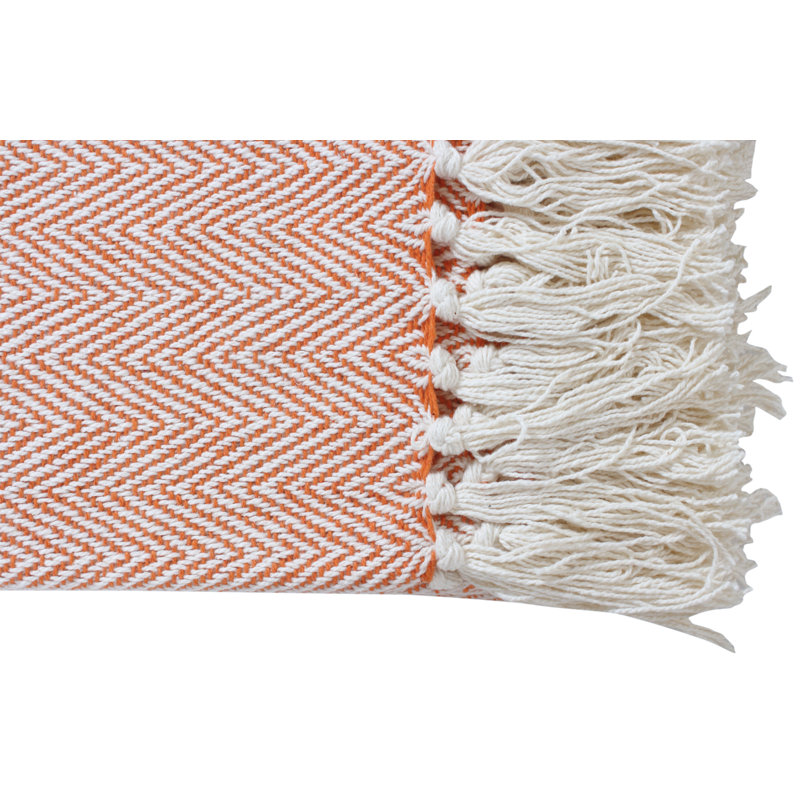  Jeté en coton à chevrons, l 50 po x L 60 po, Orange