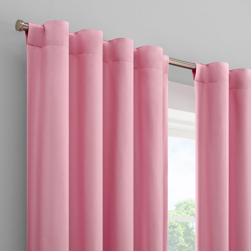 Eclipse Blackout Curtains, Tiered Ruffle Kids Curtains, 84 in x 40 in, Thermaback 100% Blackout Curtains with Rod Pocket Header, Curtains for Kids Room or Playroom, 1 Window Curtain, Pink 