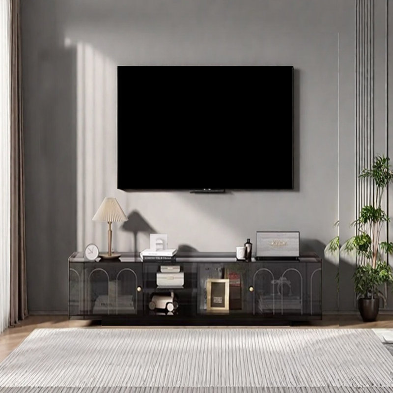 Meuble télé en acrylique Creative Design Sense, Noir, H 19,68 po x L 55,11 po x l 15,74 po