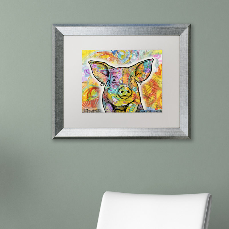 « the porc », impression encadrée sur toile, H 11 po x l 14 po x P 0,5 po, Noir, Toile avec cadre argenté