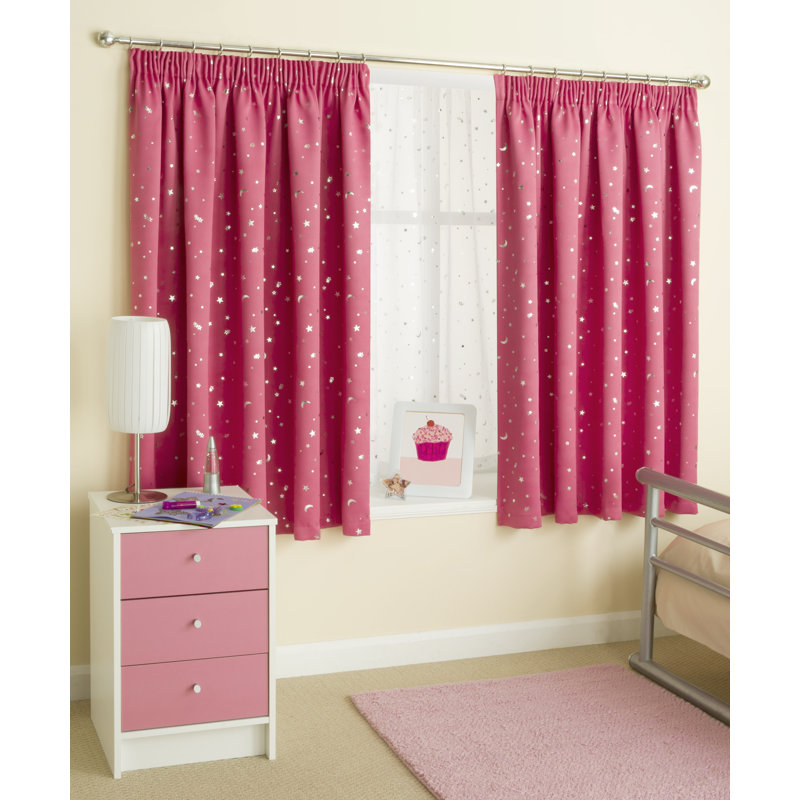 Chrystin Room Darkening Curtain Pair, Pink, 168 W x 229 D cm