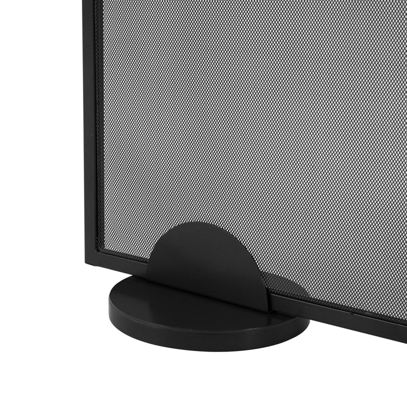 Pare-étincelles traditionnel en métal Erick de 97 cm de large avec grille anti-étincelles renforcée en fer., Noir