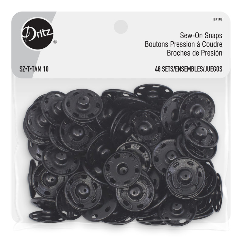 Dritz Sew-On Snaps, 7/8", Black, 48 Sets