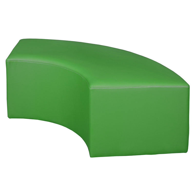 Aurora Curved Vinyl Ottoman, Envy Green Faux Leather