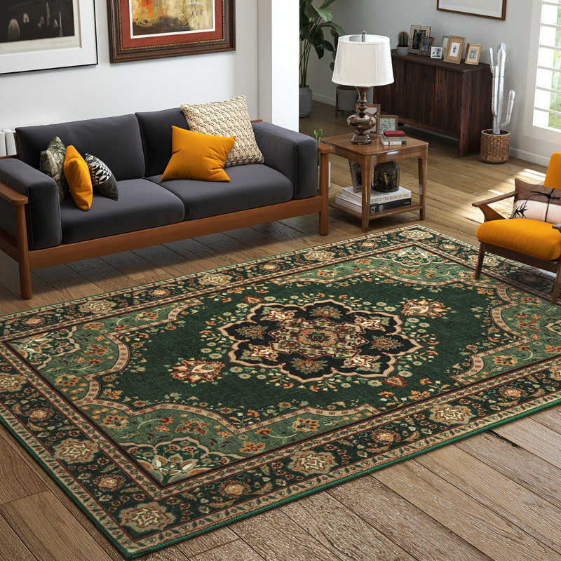 Floral Anti-Slip Retro Anti-Slip Low Density Stain Resistant Indoor Soft Carpet