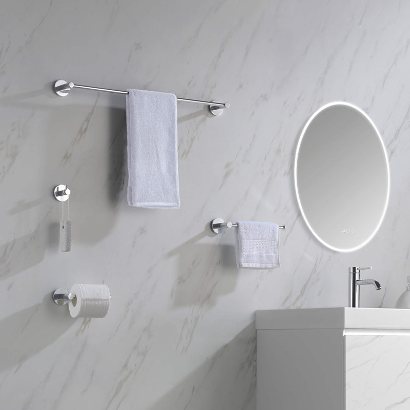 Circular 5 - Piece Bathroom Hardware Set, Chrome