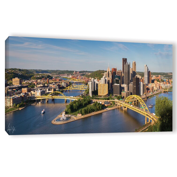 Pittsburgh Skyline Outline Drawing Art Board Print for Sale by