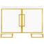 Armoire blanche autoportante à 2 portes avec garniture dorée et 3 à 4 compartiments de rangement décoratifs avec 2 portes, garniture et tablettes réglables