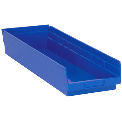 Economy shelf bin, nesting, includes (7) divider slots, rear hanglock, molded-in label holder, polypropylene, Made