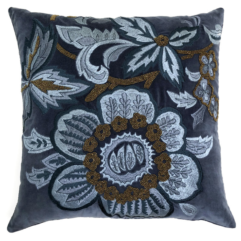 Embroidered Cotton Throw Pillow