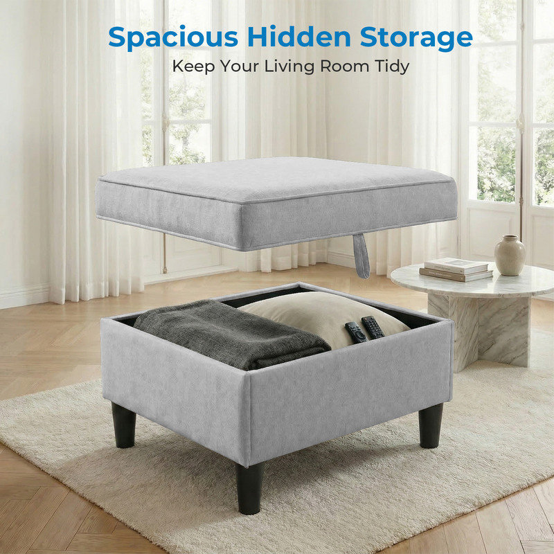 6 Seater Corduroy Sofa, Light Grey