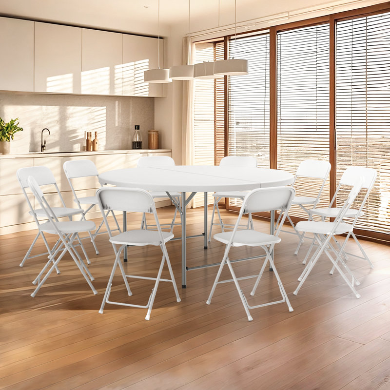 Ensemble de table de salle à manger pliable Laesha, P 60 po x l 60 po x H 29,5 po, Blanc