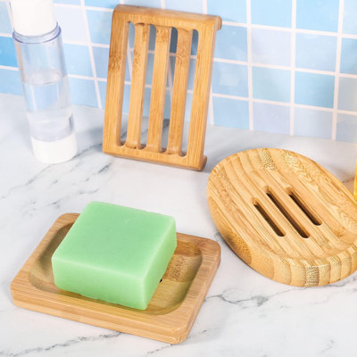 12 Pcs Bamboo Soap Dishes, Wooden Soap Tray, Shampoo Bar Holder, Bar Soap Holder for Bathroom, Kitchen